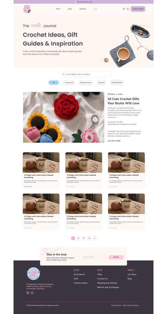 The Needle Journal website for Nibble & Needle