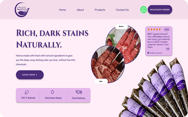 Organic Henna by Aisha website hero
